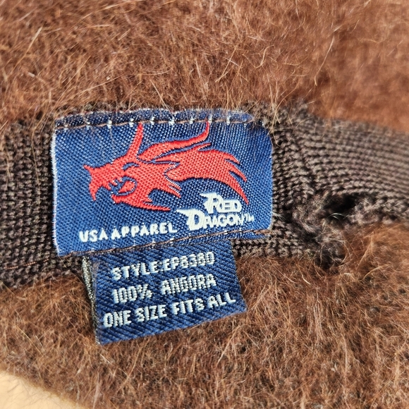 Red Dragon Hat Brown 100% Angora Soft One Size Outdoor Winter - Picture 3 of 8